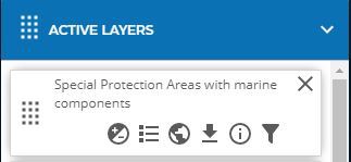 Active layers toolbar on the JNCC Marine Protected Area mapper
