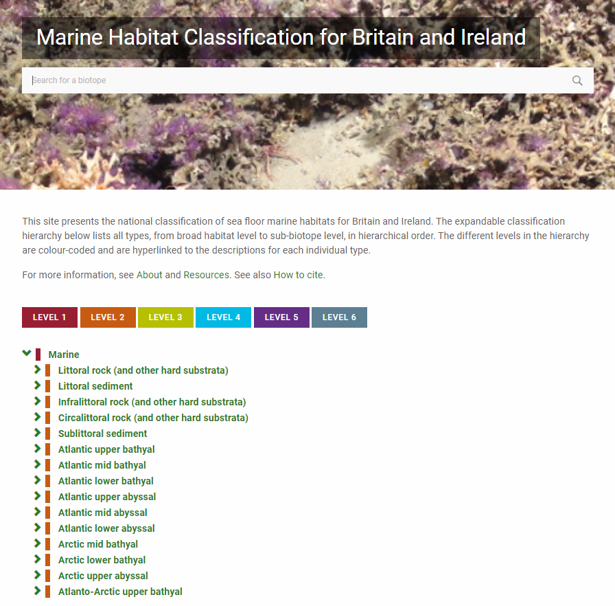 Marine Habitat Classification microsite