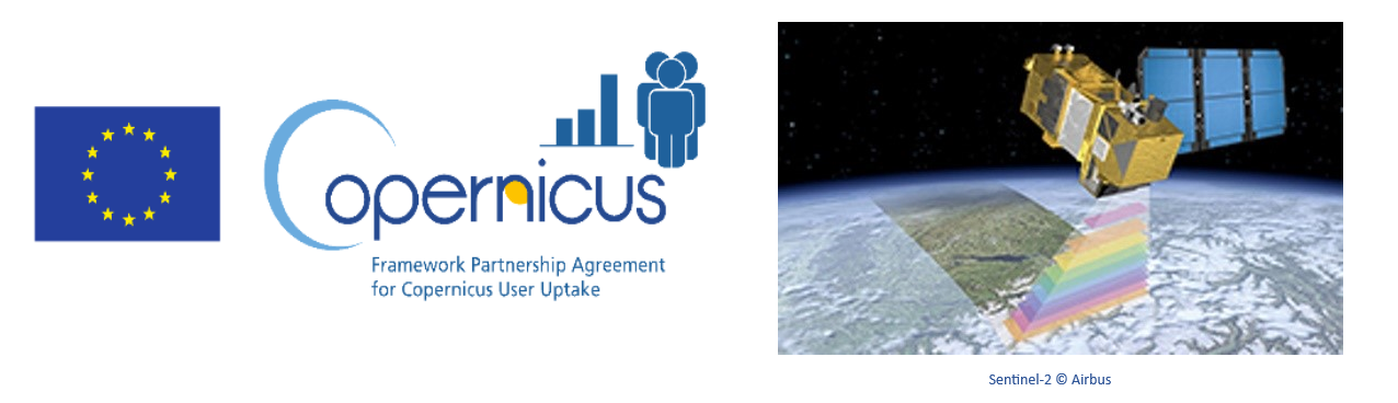 Decorative image showing the Copernicus logo and an image of the Sentinel-2 satellite (© ESA) 