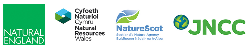 Logos of the organisations involved in the Inter-Agency QQR Group: Natural England, Natural Resources Wales, NatureScot, JNCC
