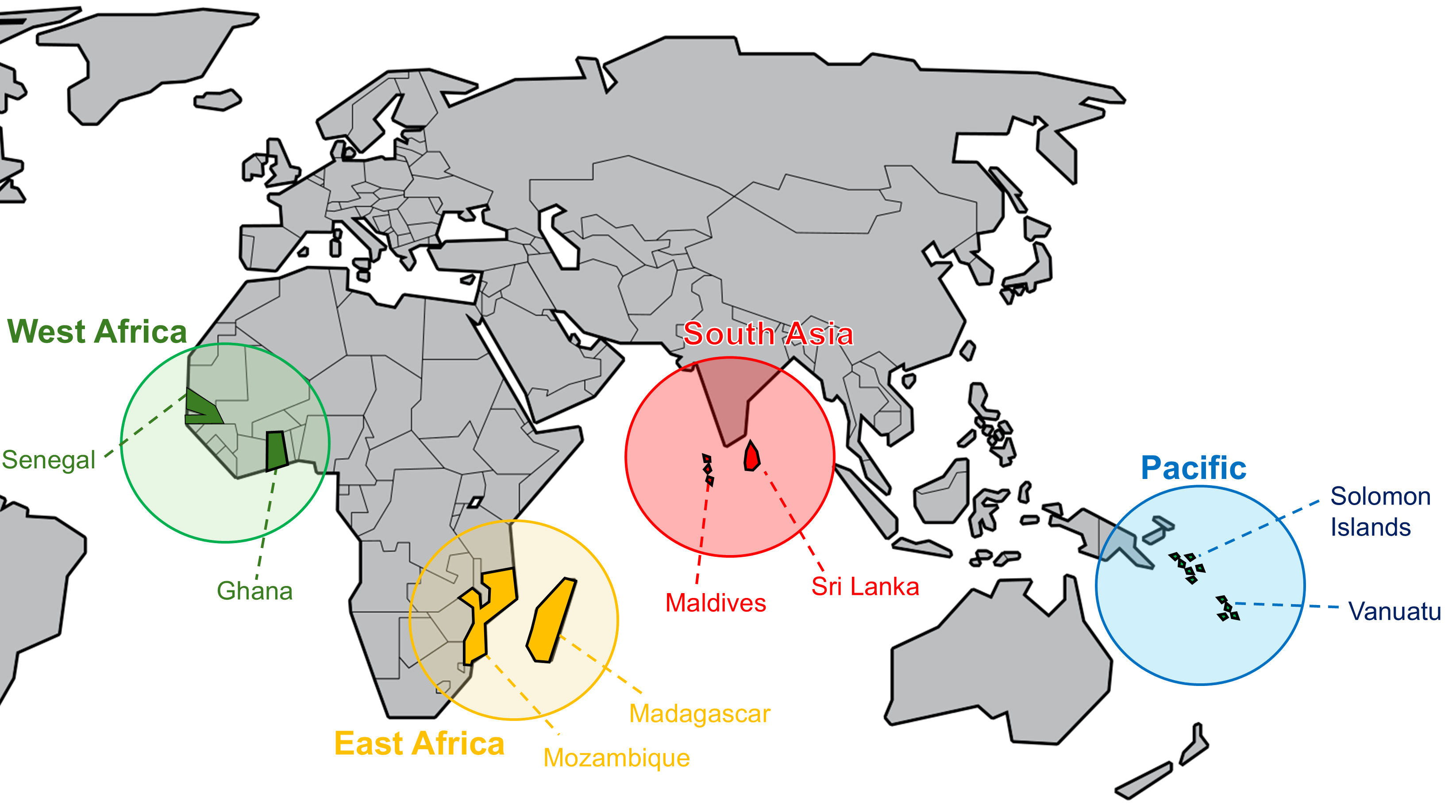 Map of worldwide JNCC work areas
